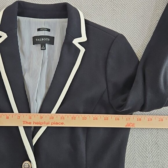 Talbots Aberdeen Blazer Size 4 (34" Chest) Classic Preppy Two Button Navy Blue - Picture 6 of 16